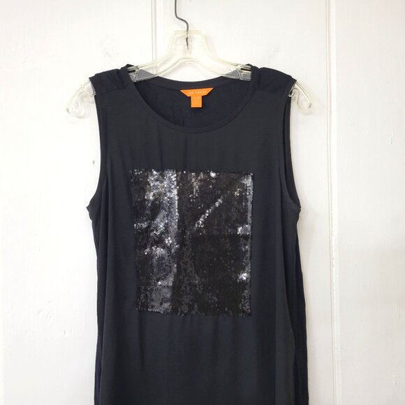 Joe Fresh Sleeveless Black Blouse with Sequined Square Design - Picture 3 of 5